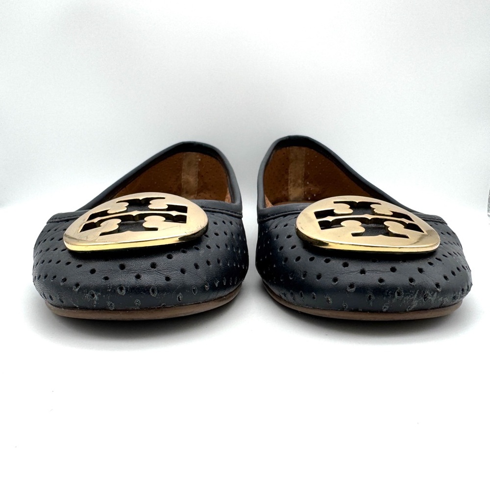 TORY BURCH Reva Perforated Ballet Flat - Navy Blue - Sz 7 - Picture 5 of 12